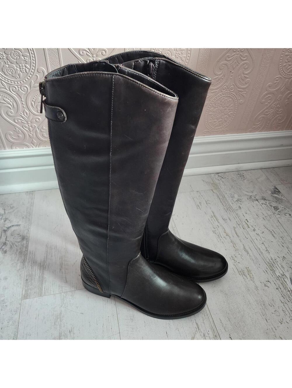 New Arturo Chiang Falicity Zipper Back Snake Heel Tall Riding Boot 9 Dark Brown